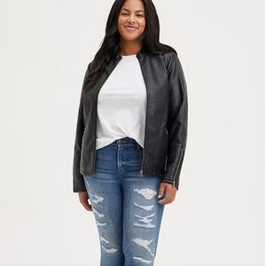 NWT - TORRID BLACK FAUX LEATHER JACKET